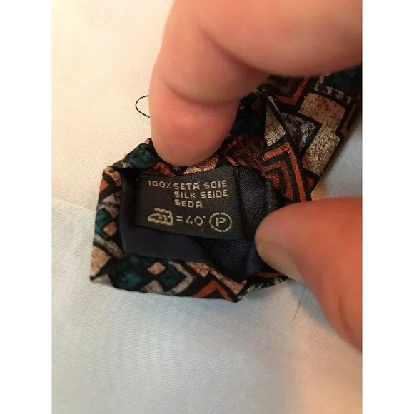 Ermenegildo Zegna Mr Sid Geometric Squares 100% Italian Silk Classic Neck Tie - Picture 5 of 6